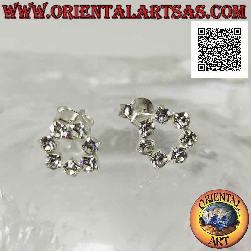 Boucles d'oreilles à lobes en argent avec ensemble de contours de cercles de zircons cubiques blancs (petits)