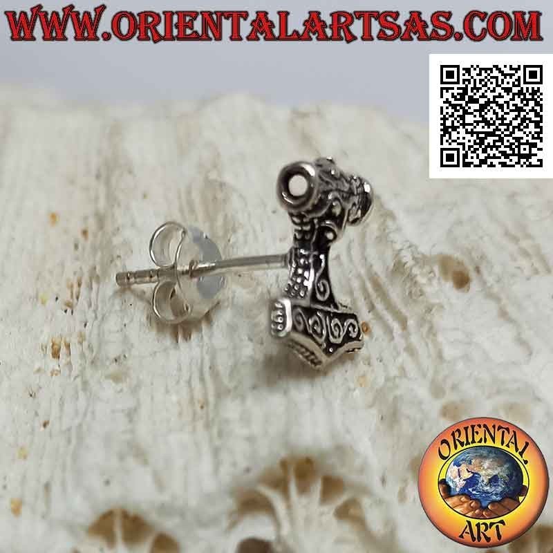 Silver mini earring, Thor's hammer (large)