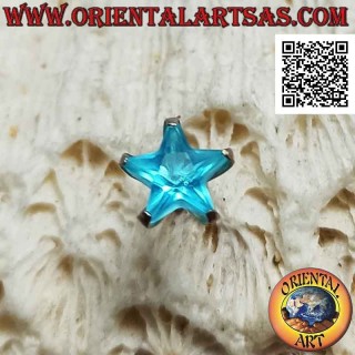 Mini pendiente en plata, circonita azul claro facetada de 6 mm (estrella)