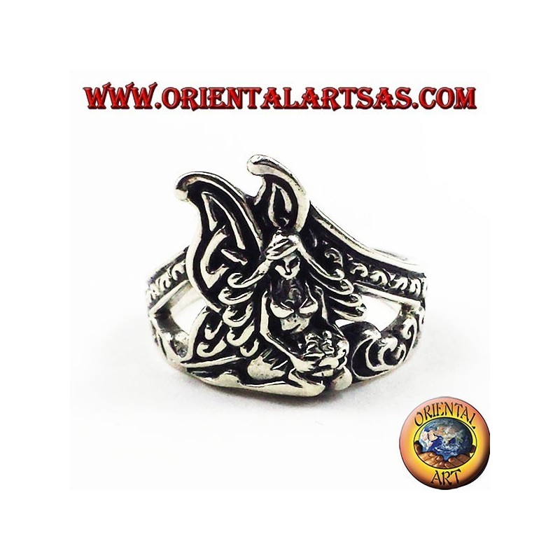 Bague en argent fée à genoux