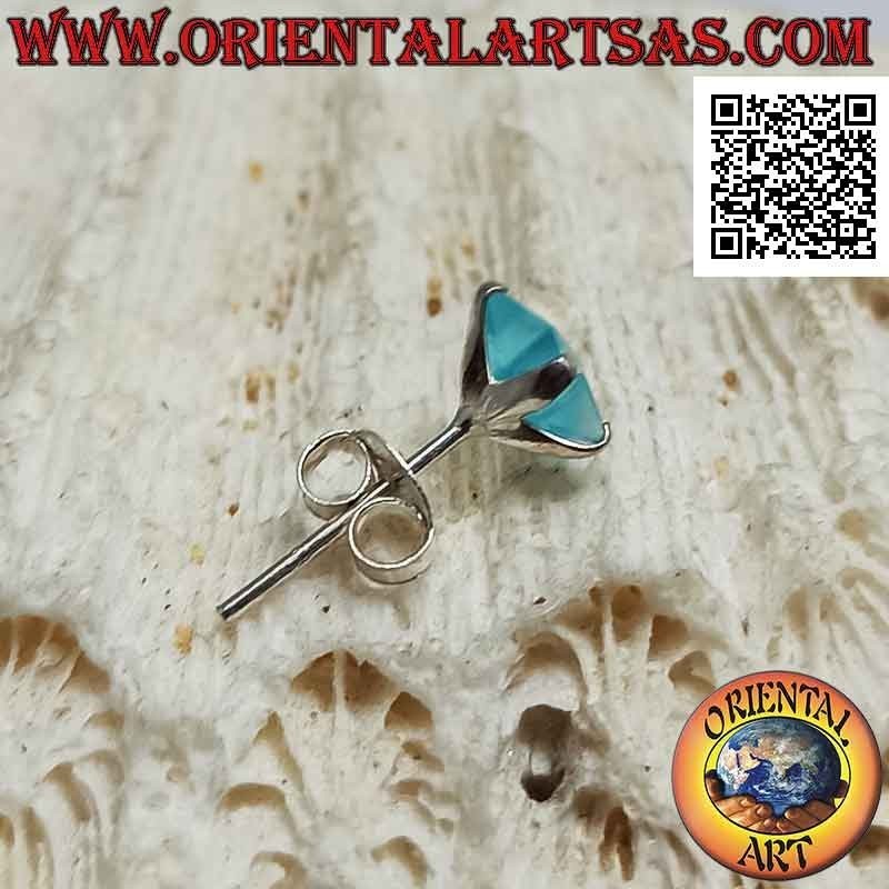 Mini earring in silver, 6mm faceted light blue zircon (star)