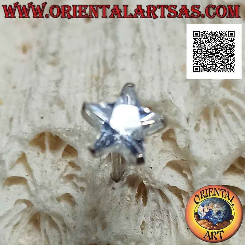 Mini earring in silver, white faceted zircon light point (star)