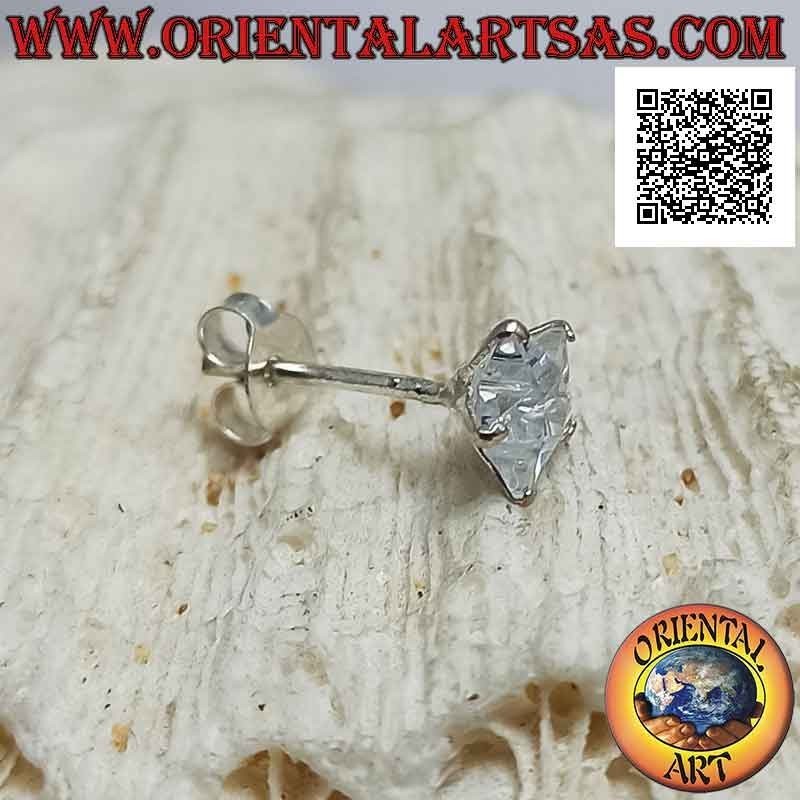 Mini earring in silver, white faceted zircon light point (star)