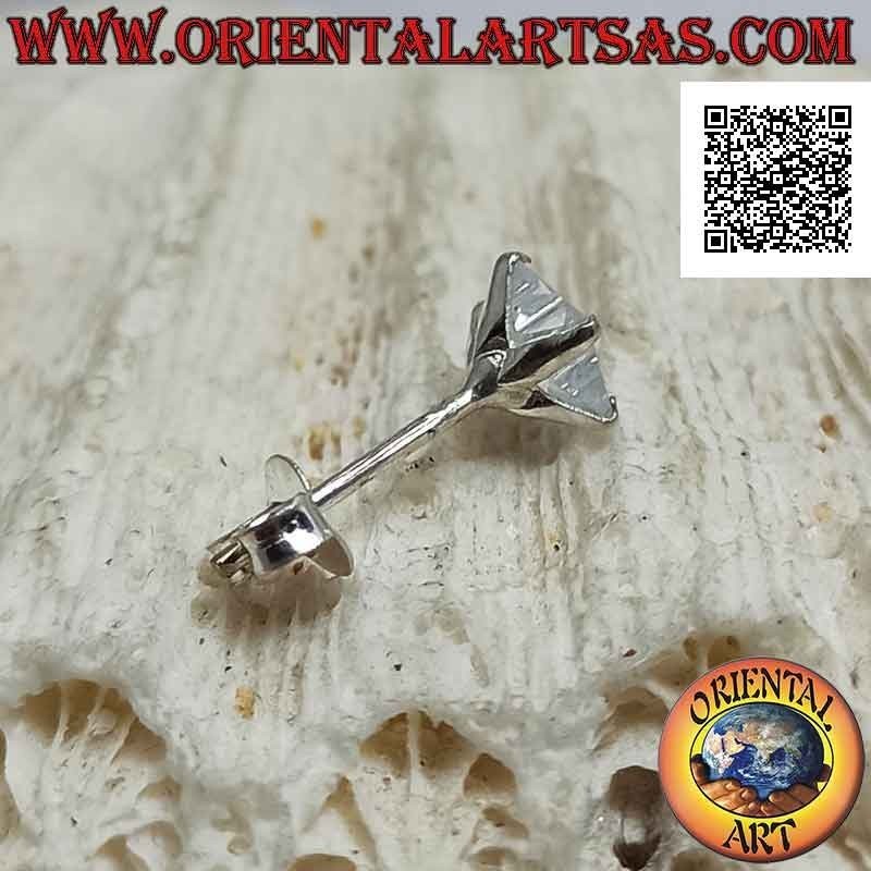 Mini earring in silver, white faceted zircon light point (star)