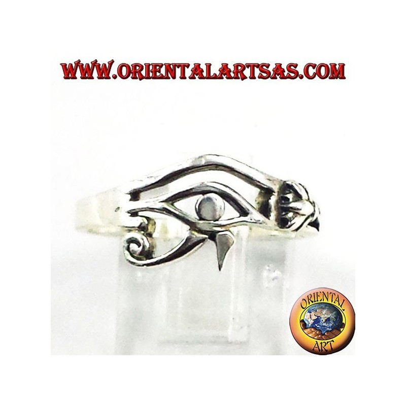Bague en argent petit oeil d'Horus et Eye of Ra