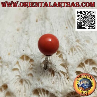 Mini orecchino in argento, perla color corallo