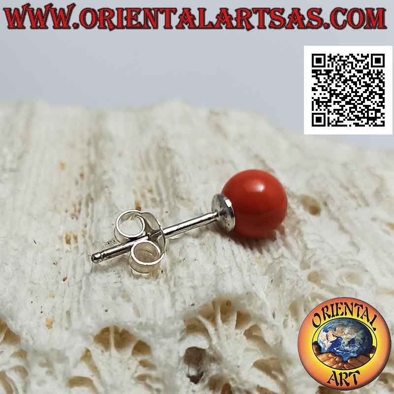 Mini orecchino in argento, perla color corallo