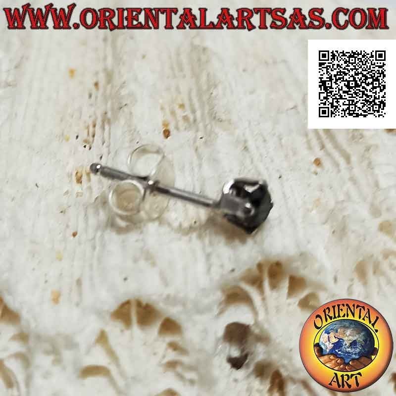 Mini-Ohrring / Nasenstecker in Silber, facettierter schwarzer Zirkon (rund) 3 mm