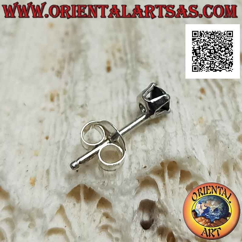 Mini-Ohrring / Nasenstecker in Silber, facettierter schwarzer Zirkon (rund) 3 mm