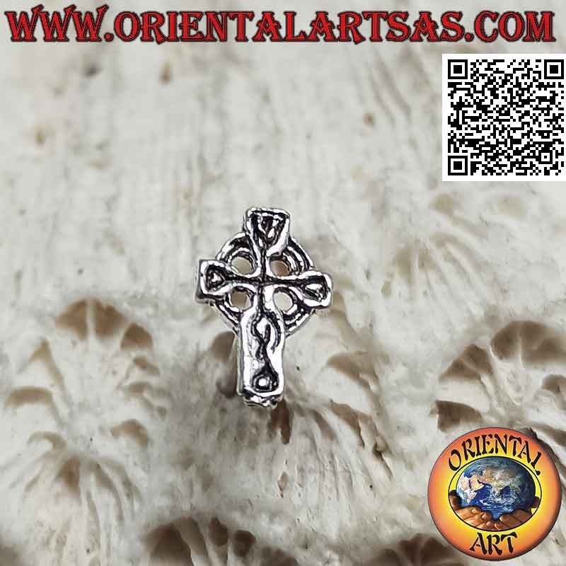 Mini boucle d'oreille en argent, la croix celtique (ou croix de St Patrick) grand