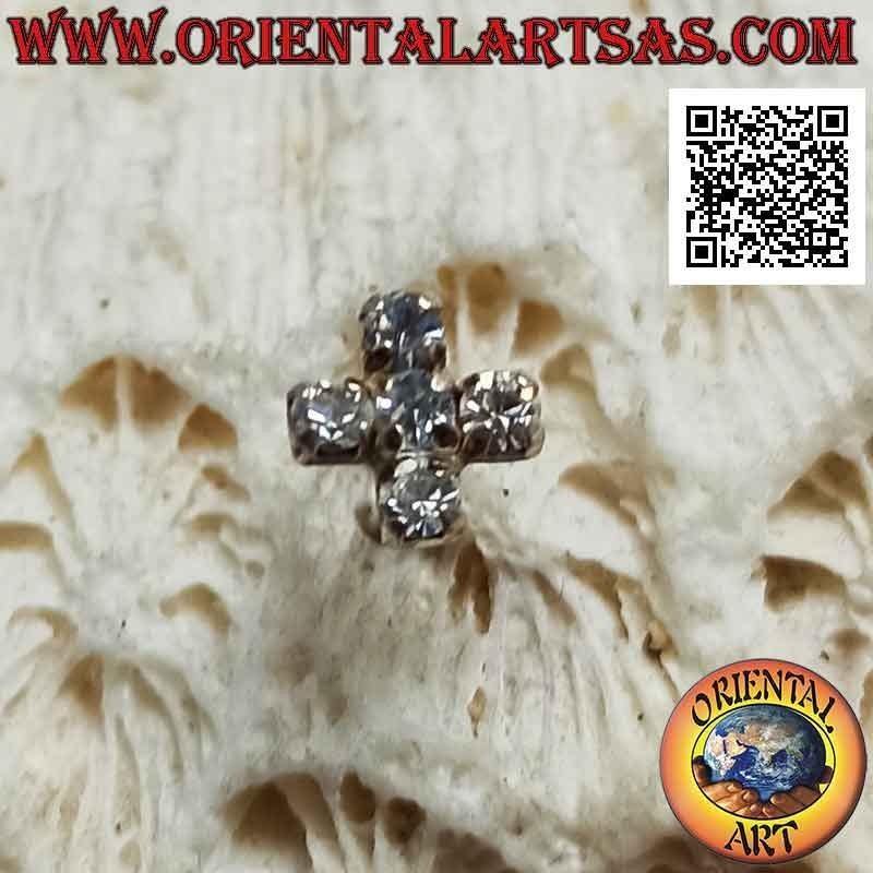 Mini pendiente de plata, la cruz griega de circonitas blancas engastado