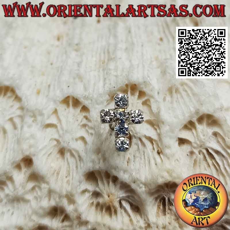 Pendiente de plata mini, la cruz latina de circonitas engastado
