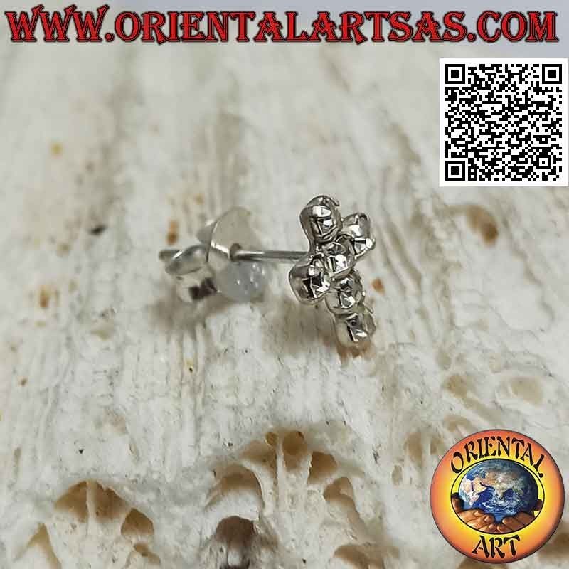 Mini Silberohrring, das lateinische Kreuz aus Zirkonia Set