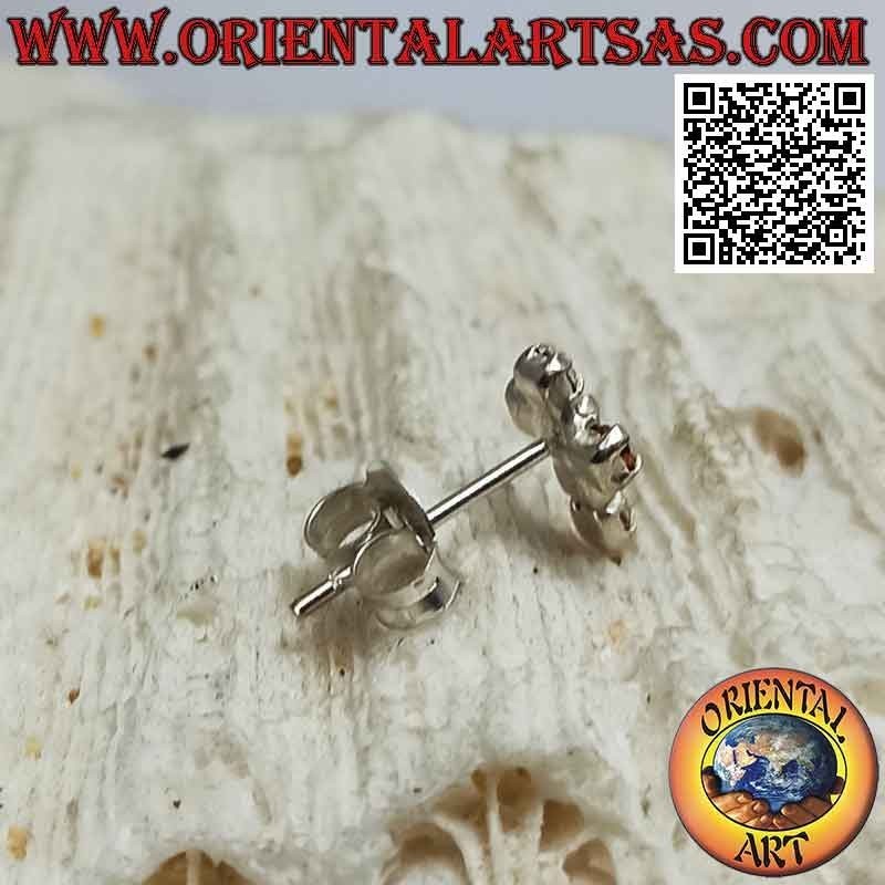 Mini boucle d'oreille en argent, sertie croix latine de zircons