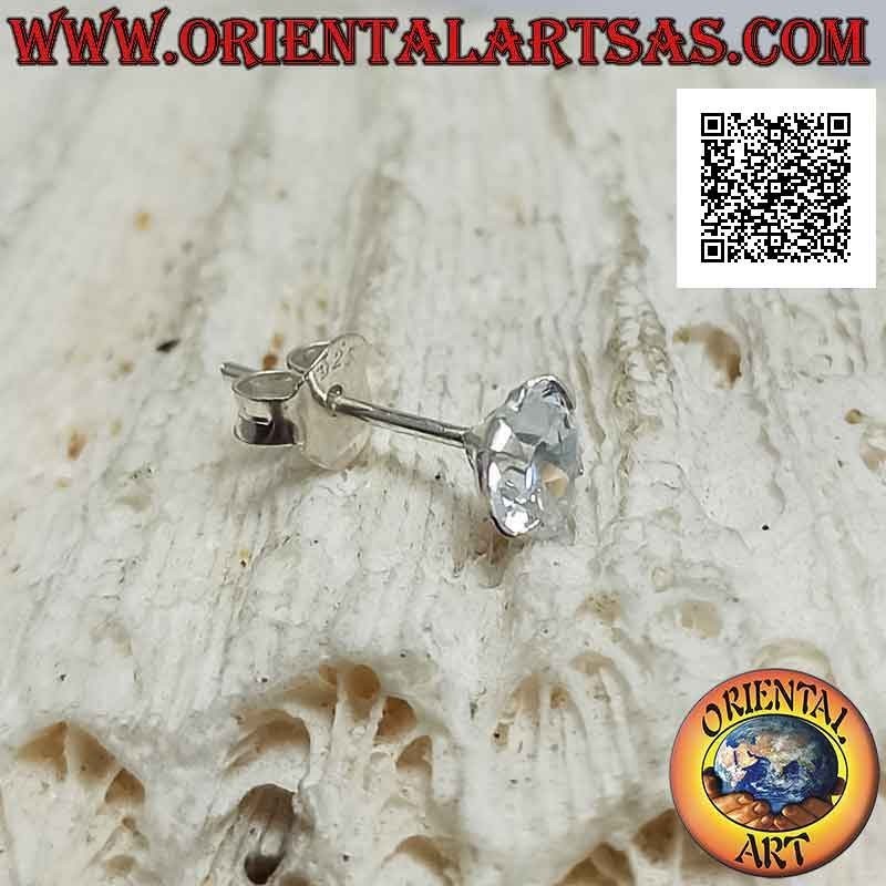 Pendiente mini en plata, circonita blanca facetada punto de luz (corazón)