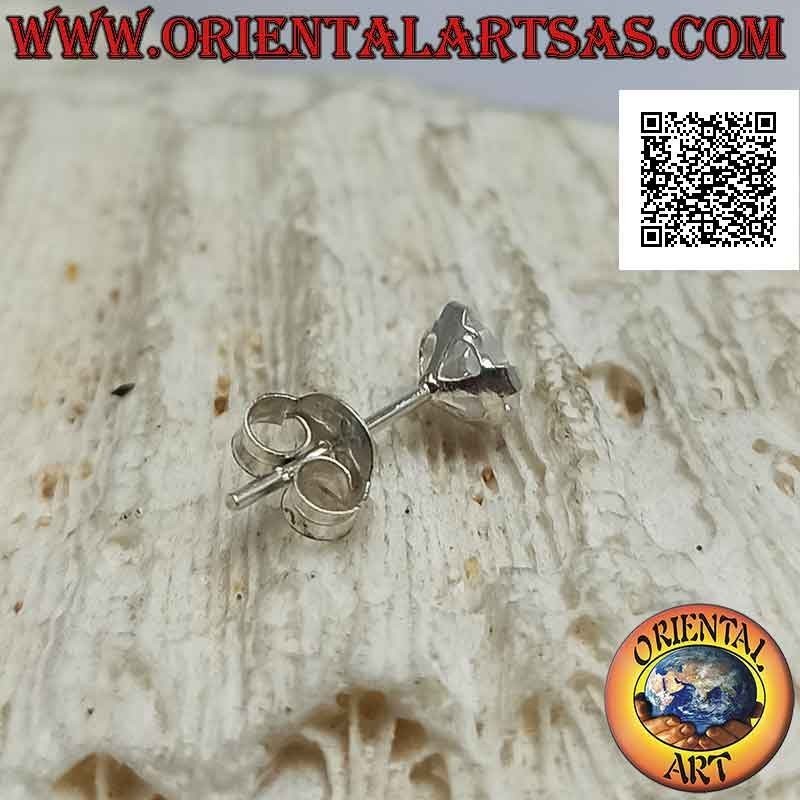 Mini Ohrring in Silber, weißer facettierter Zirkon Lichtpunkt (Herz)