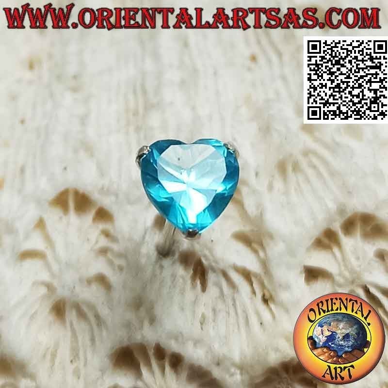 Mini orecchino in argento, zircone sfaccettato incastonato a forma di cuore (6 mm)