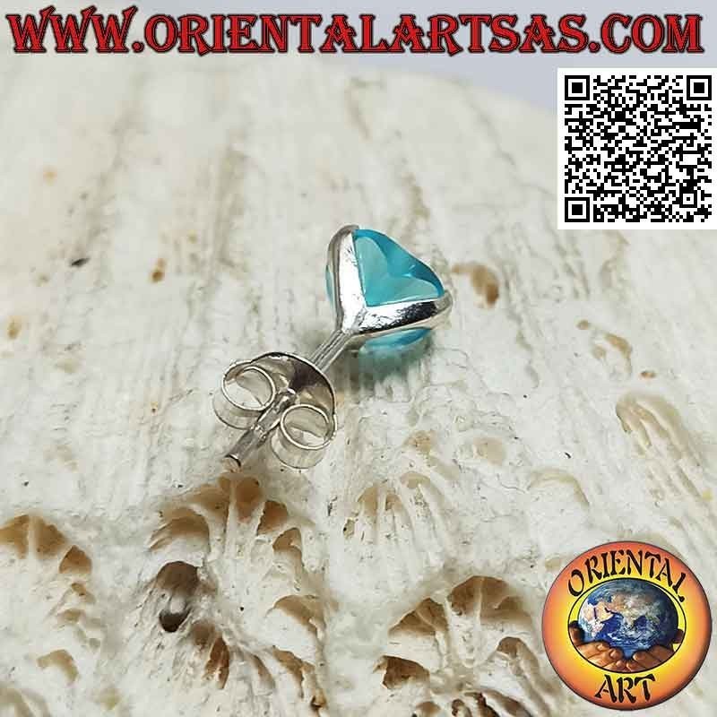 Mini boucle d'oreille en argent, zirconium facetté serti en forme de coeur (6 mm)