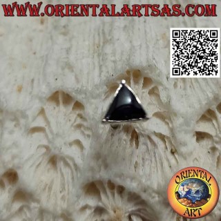 Mini-Ohrring / Nasenstift in Silber, Dreieck mit Haken-Onyx