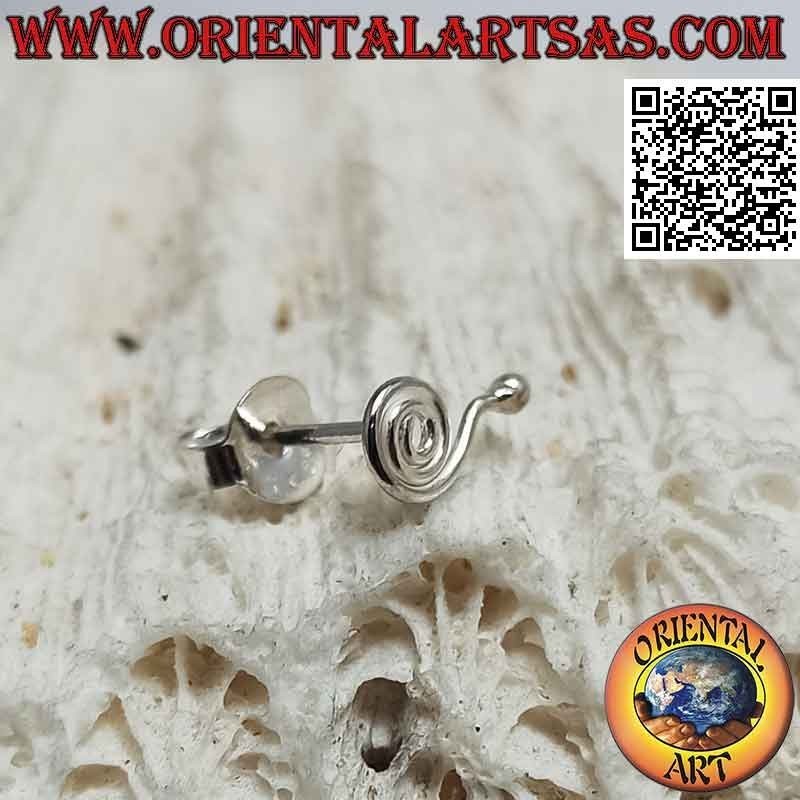 Mini pendiente de plata, la espiral con punta de bola (a)