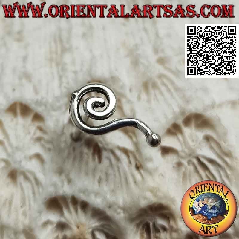 Mini orecchino in argento, la spirale con terminale a pallina (b)