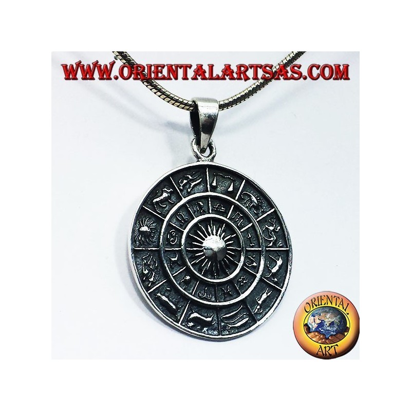 Anhänger Sternzeichen Horoskop Rad, Silber