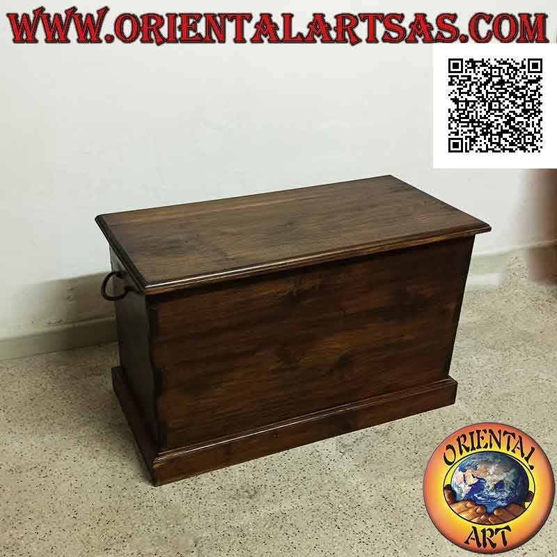 Cassapanca lineare rettangolare classica in legno di teak (colore noce scuro)
