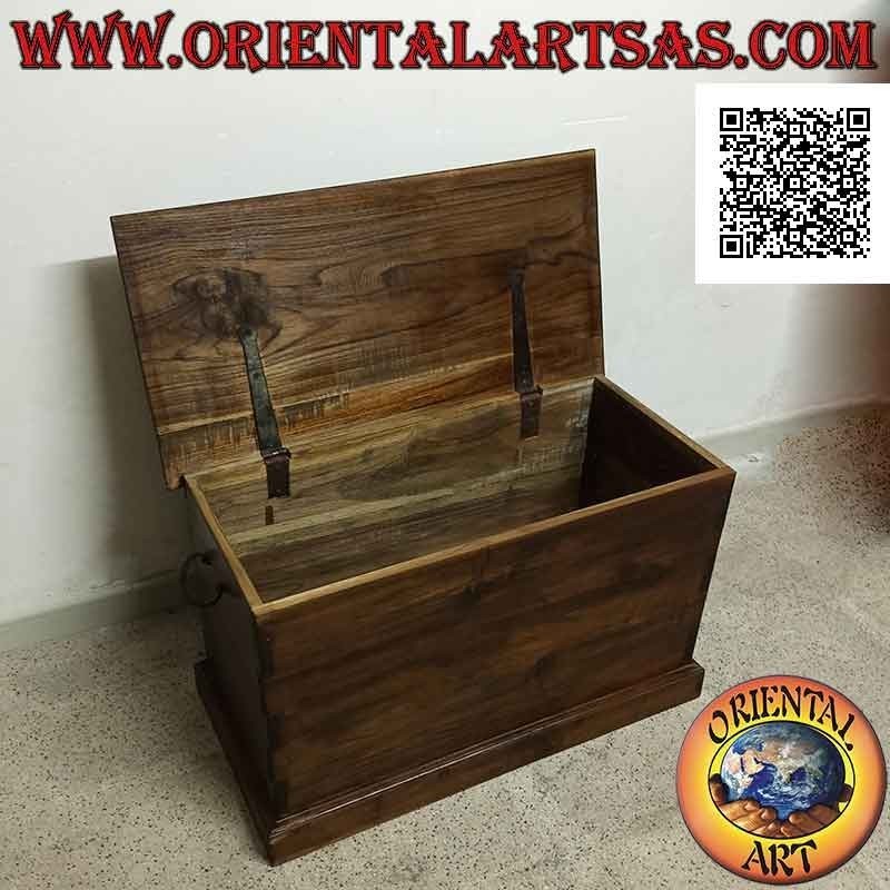 Cassapanca lineare rettangolare classica in legno di teak (colore noce scuro)