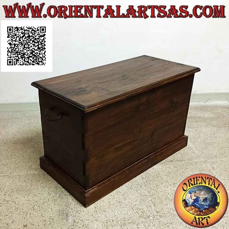 Classic rectangular linear chest in teak wood (dark walnut color)