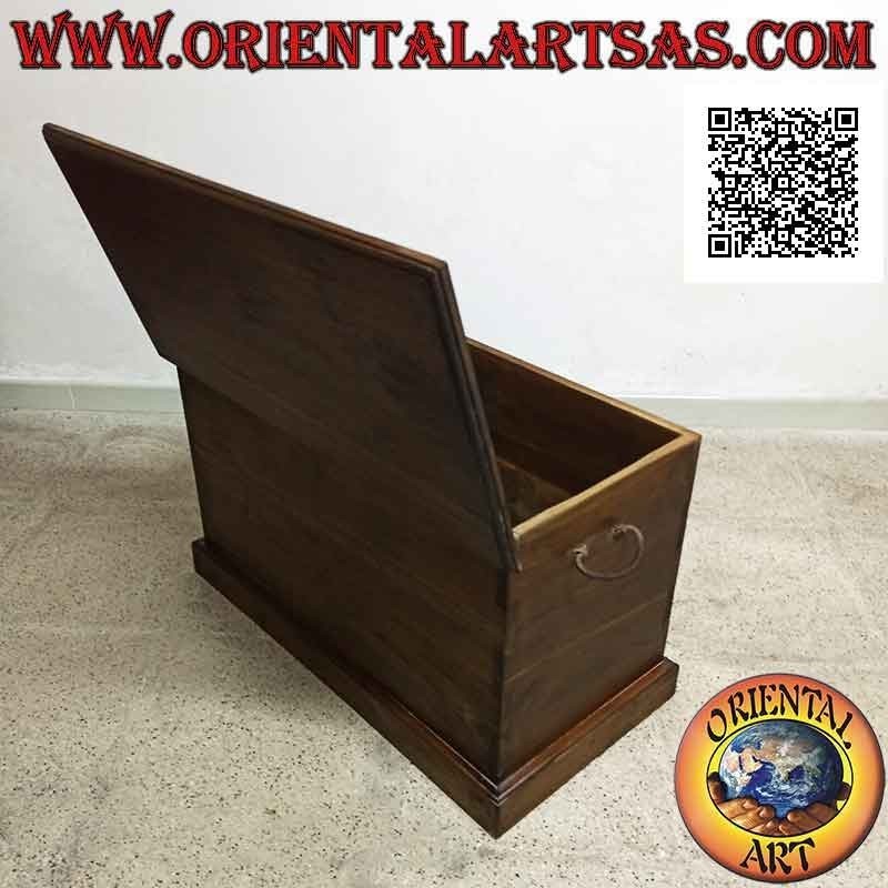 Cassapanca lineare rettangolare classica in legno di teak (colore noce scuro)