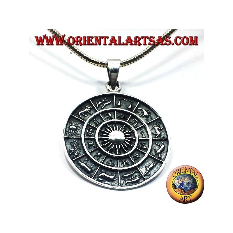 colgante de la rueda del zodiaco zodiaco, plata