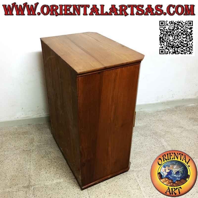 Cassettiera comò a cinque cassettoni con maniglie in legno antico di teak