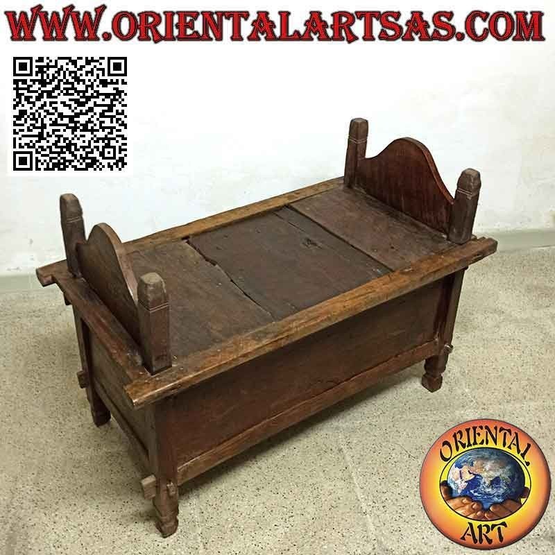 Banco antiguo simple "Jodang" - cofre en madera de teca antigua (se puede abrir)