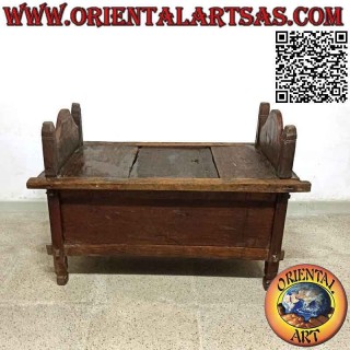 Panca - cassapanca "Jodang" antica semplice in legno antico di teak (apribile)