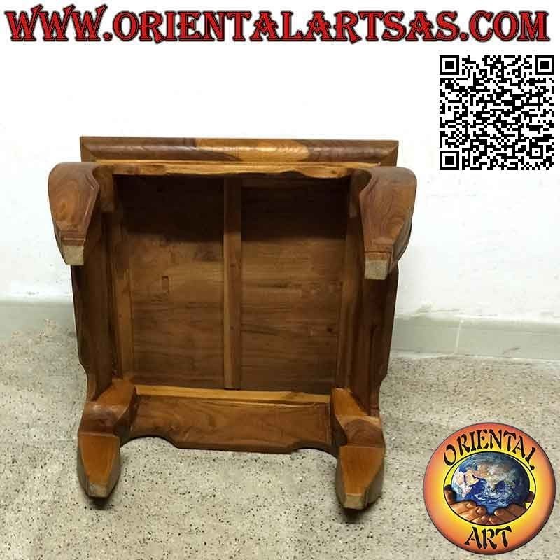 Tavolino da salotto in stile oppio (opium) in legno massiccio di teak (50*50)
