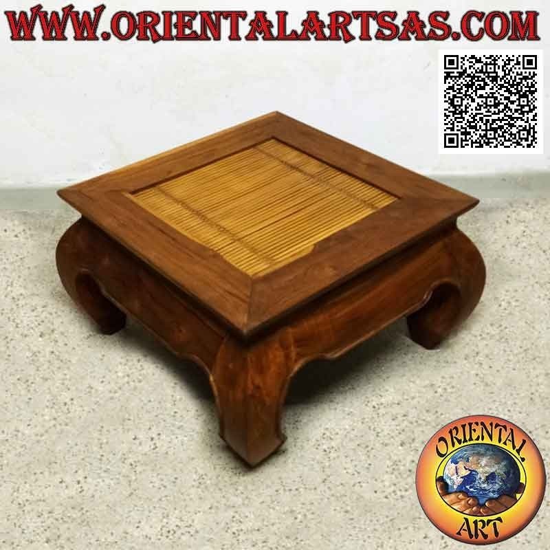 Table basse de style Opium (opium) en bois de teck massif et centre de bambou (60*60)