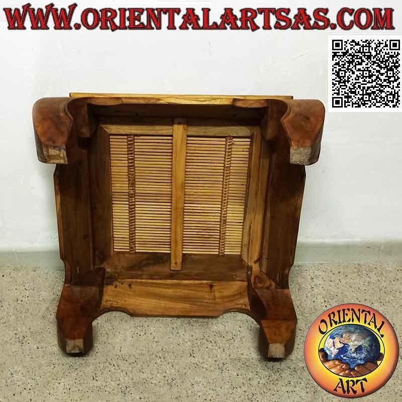 Opium (opium) style coffee table in solid teak wood and bamboo center (60 * 60)