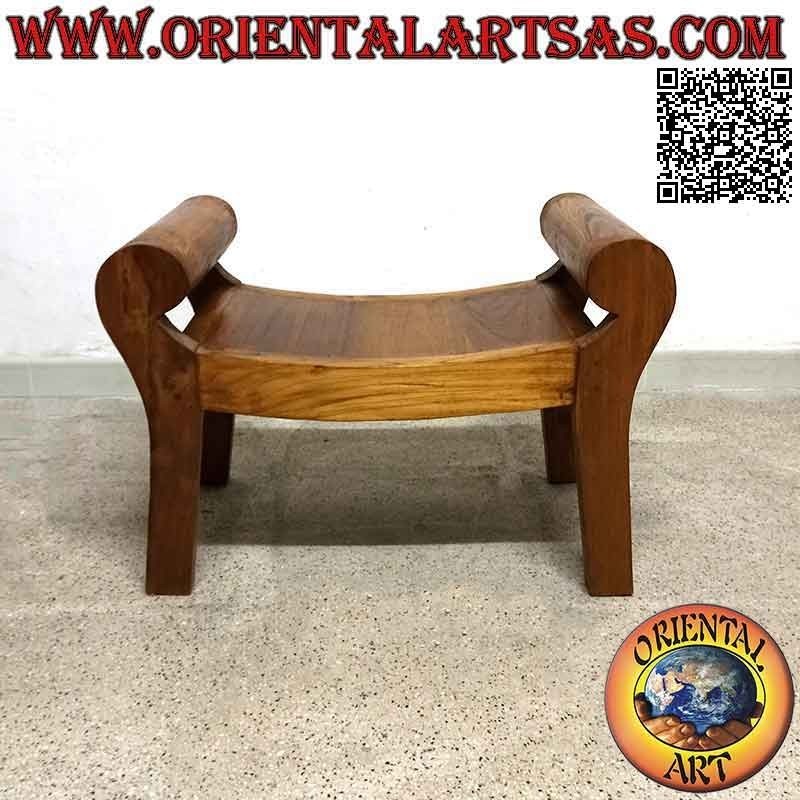 Banc bas "Savonarola" pour chambre ou salon en bois de teck