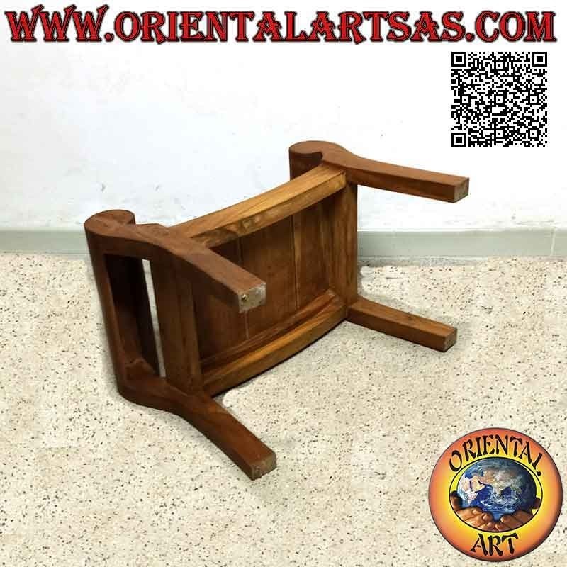 Banc bas "Savonarola" pour chambre ou salon en bois de teck