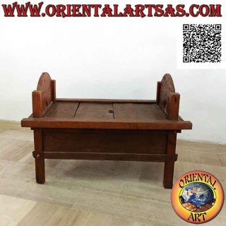 Banc - coffre "Jodang" antique original lisse en bois de teck antique (peut être ouvert)