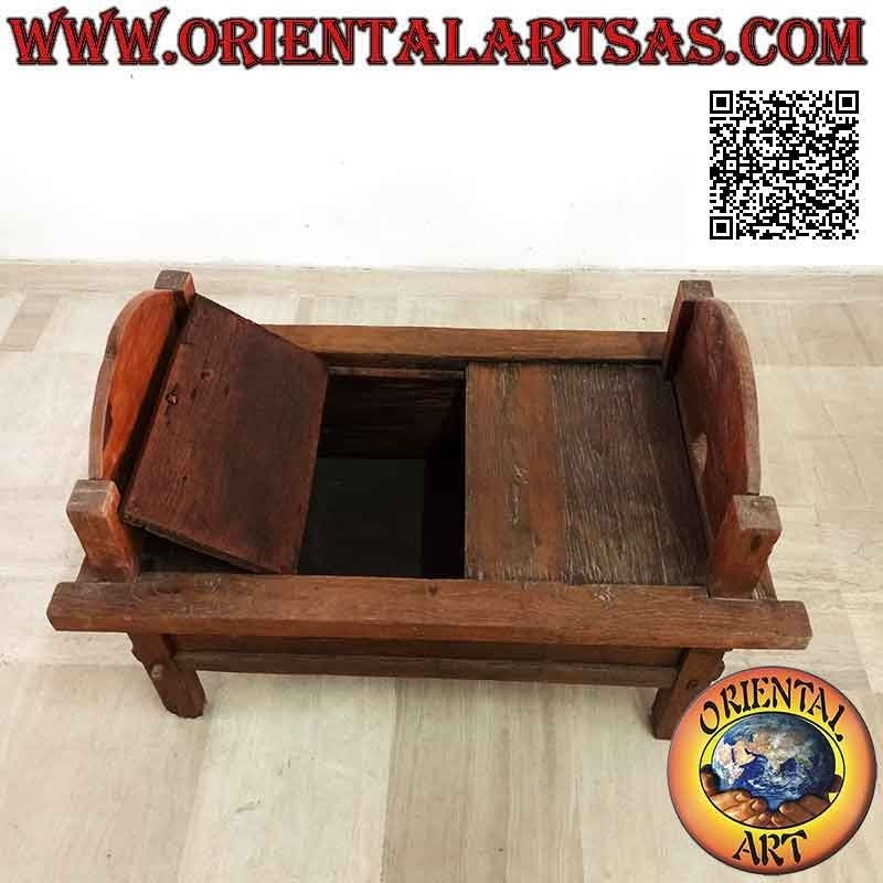 Banc - coffre "Jodang" antique original lisse en bois de teck antique (peut être ouvert)