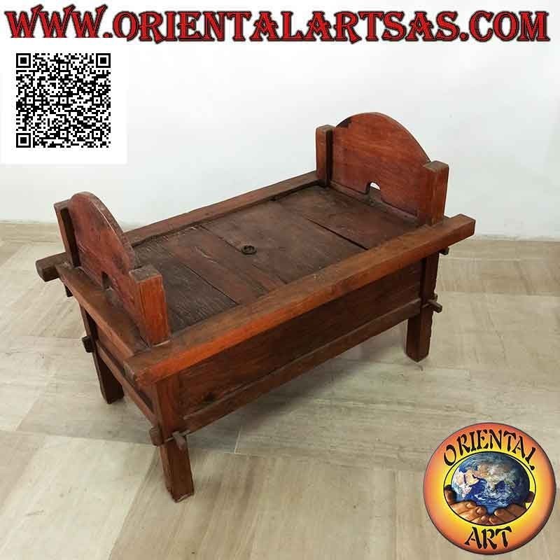 Bench - chest "Jodang" antique original smooth in antique teak wood (can be opened)