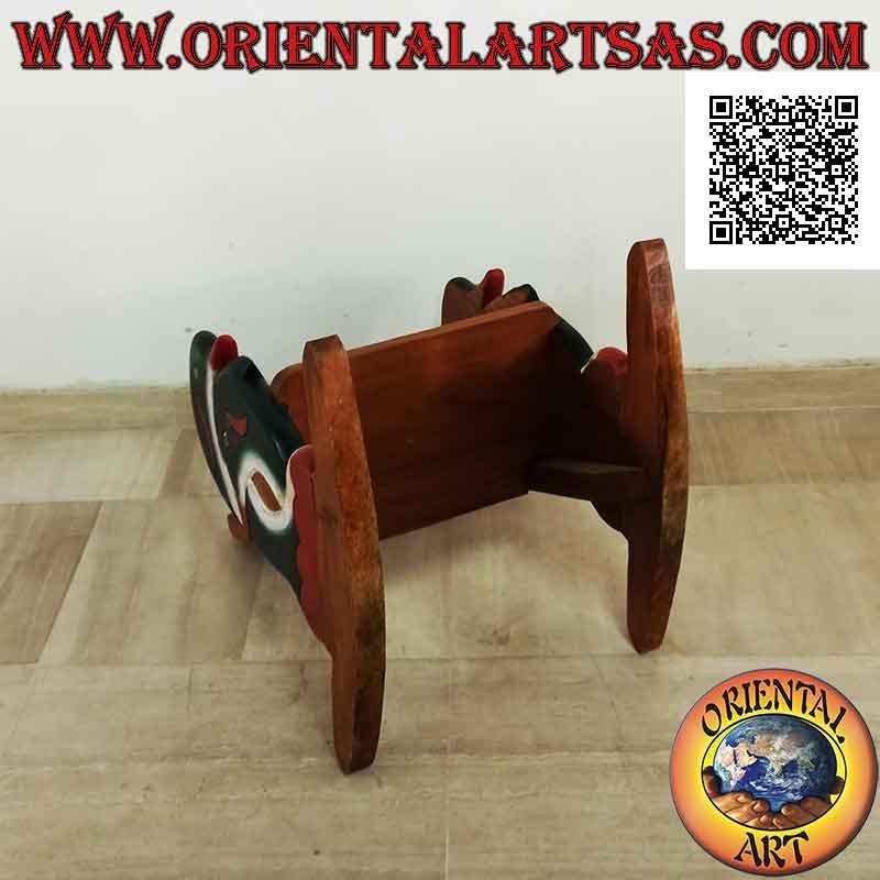 Panca a dondolo per bambini in legno di Suar (massello) con delfini dipinti sui lati