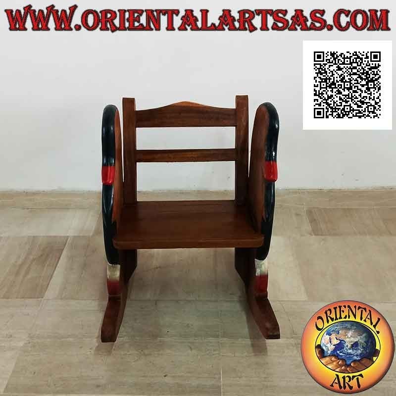 Banc à bascule pour enfant en bois de Suar (massif) avec dauphins peints sur les côtés