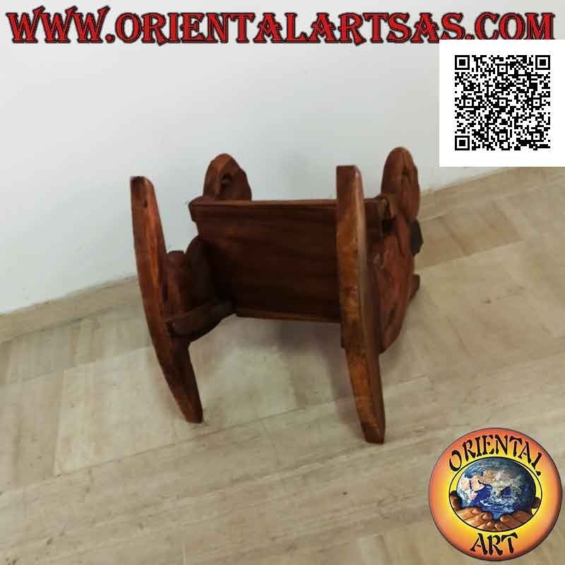 Rocking bench for children in Suar wood (solid) with elephant painted on the sides