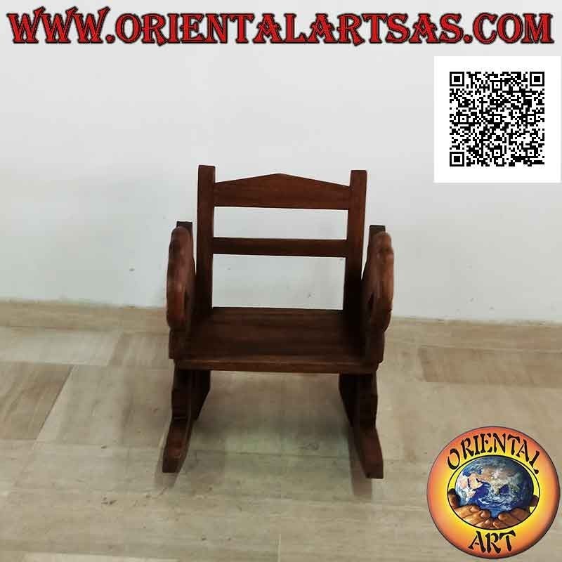 Rocking bench for children in Suar wood (solid) with elephant painted on the sides