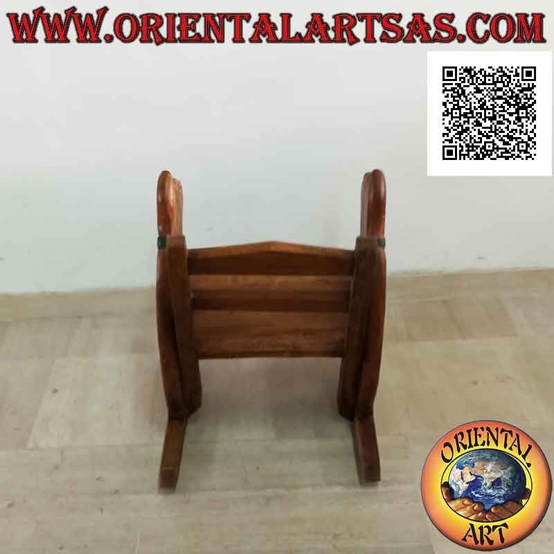 Banco mecedora para niños en madera de Suar (maciza) con gato pintado en los laterales