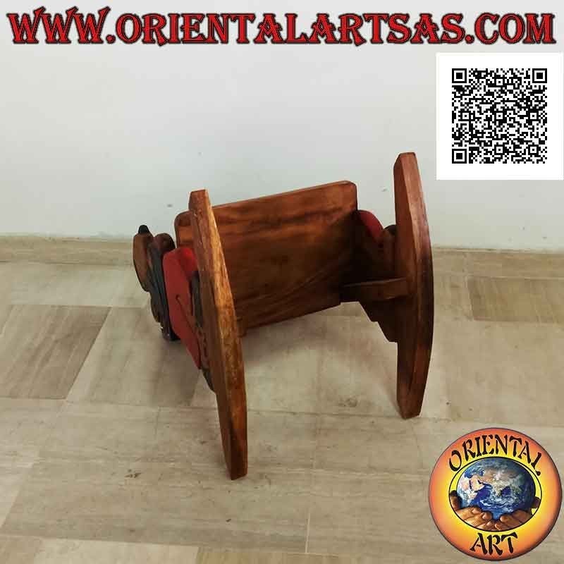 Children's rocking bench in Suar wood (solid) with student (blue) painted on the sides