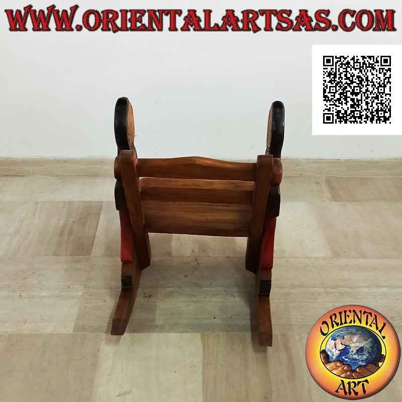 Banco mecedora para niños en madera Suar (maciza) con alumno (verde) pintado en los laterales