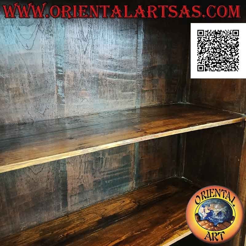 Two-door antique display cabinet with ivy in high relief carved in antique teak wood